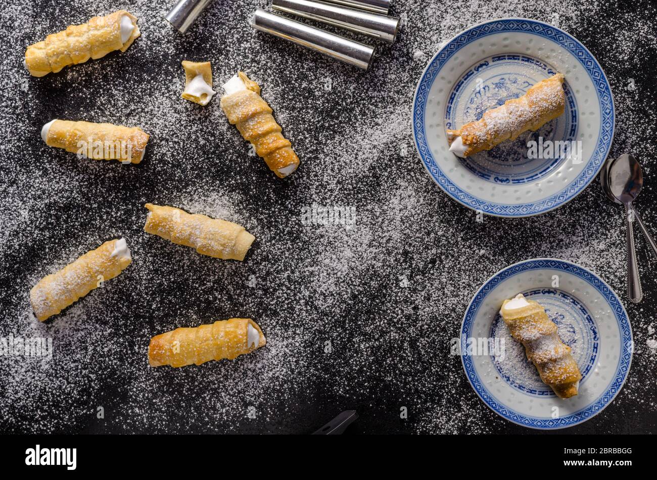 Cream horns homemade, delicious czech Christmas candy Stock Photo Alamy