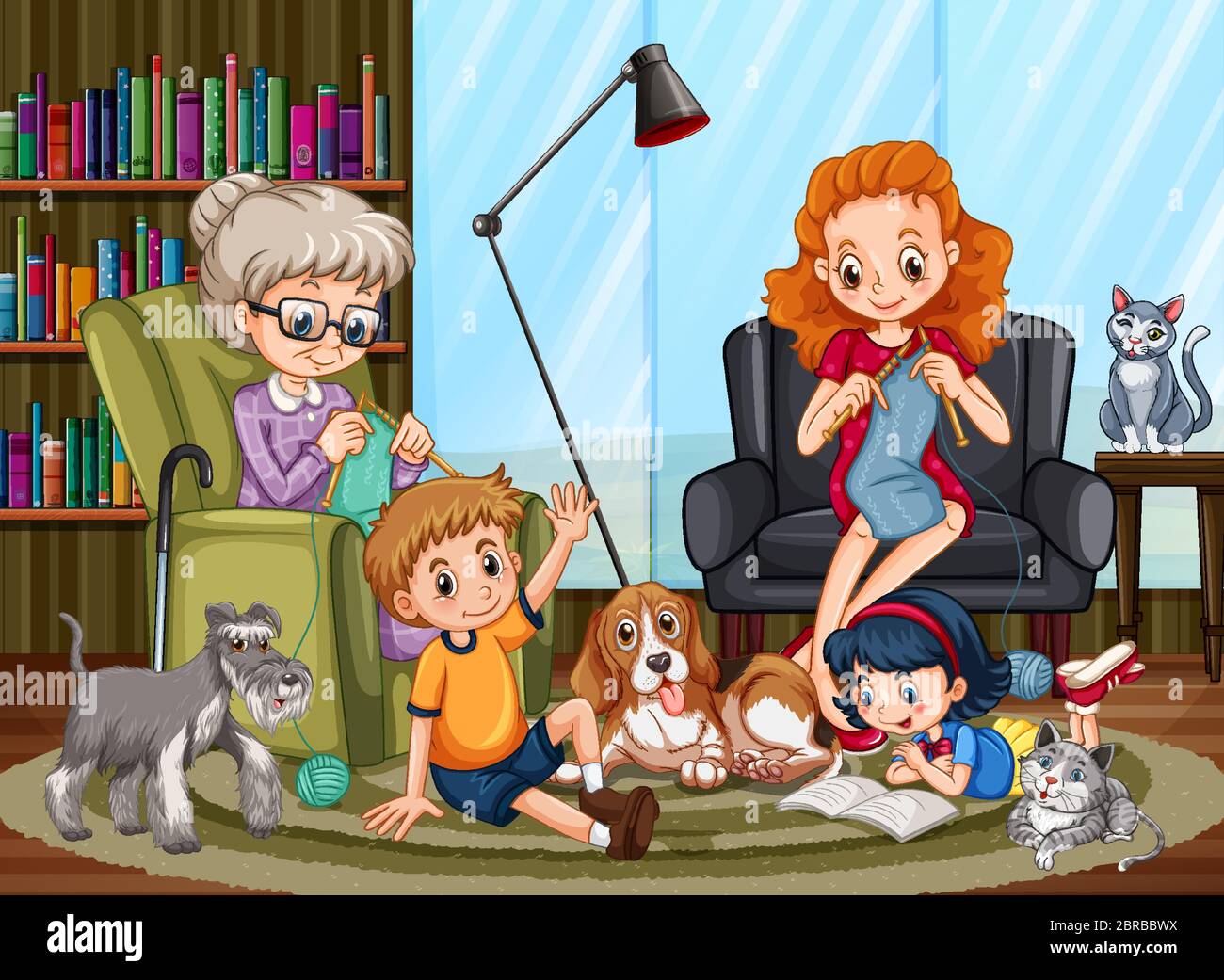 Happy family at home illustration Stock Vector Image & Art - Alamy