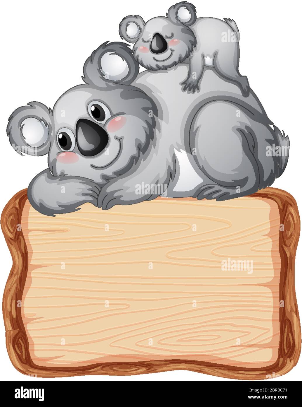 Board template with cute koala on white background illustration Stock