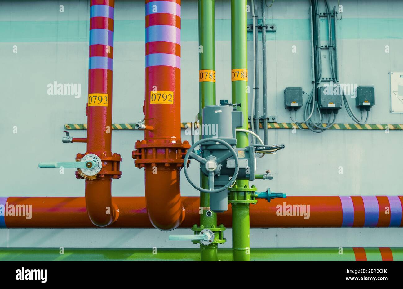 Pipeline and pipe rack of petroleum industrial plant. Offshore Industry ...