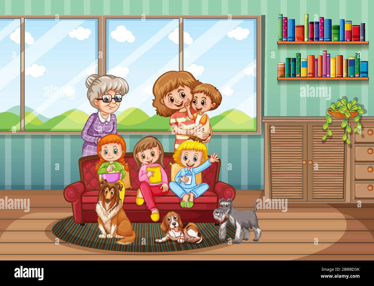 Happy family at home illustration Stock Vector Image & Art - Alamy