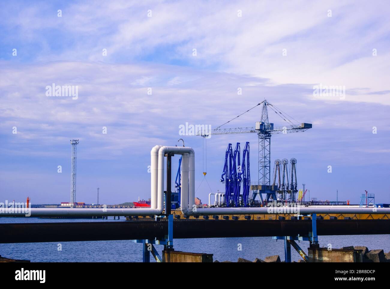 Pipeline and pipe rack of petroleum industrial plant. Offshore Industry ...