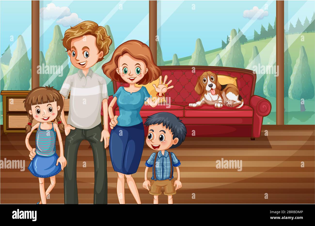 Happy family at home illustration Stock Vector Image & Art - Alamy