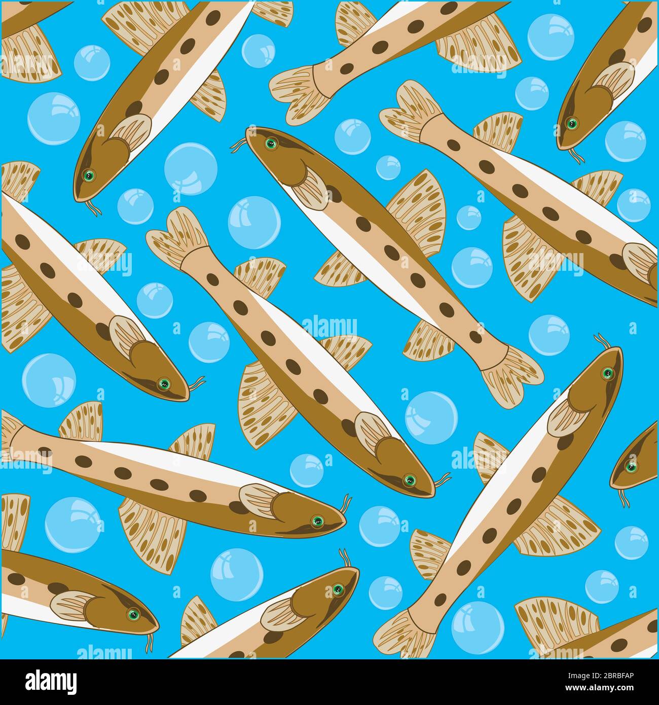 Vector illustration of the decorative pattern of freshwater fish ...