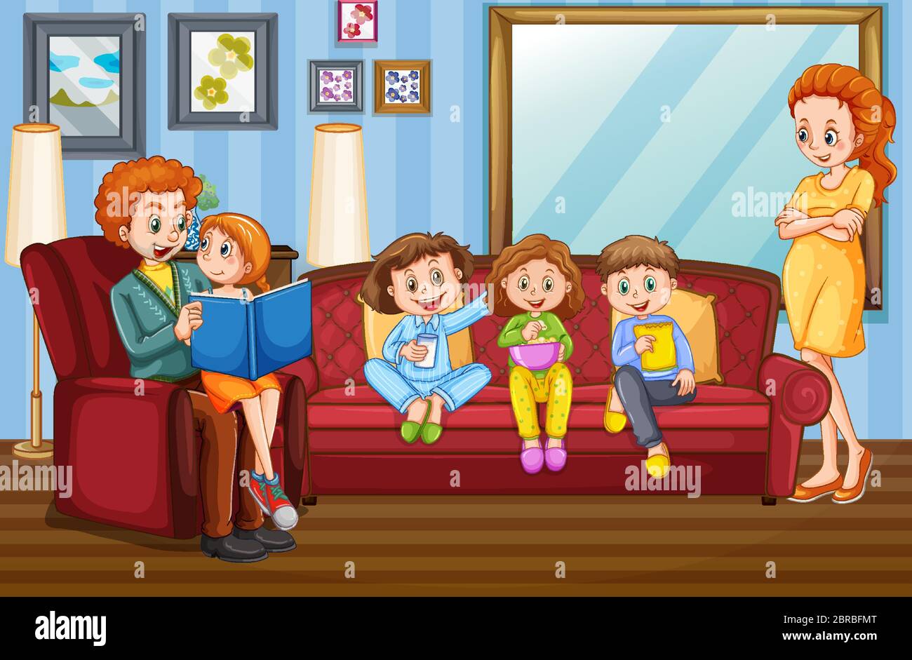 Happy family at home illustration Stock Vector Image & Art - Alamy