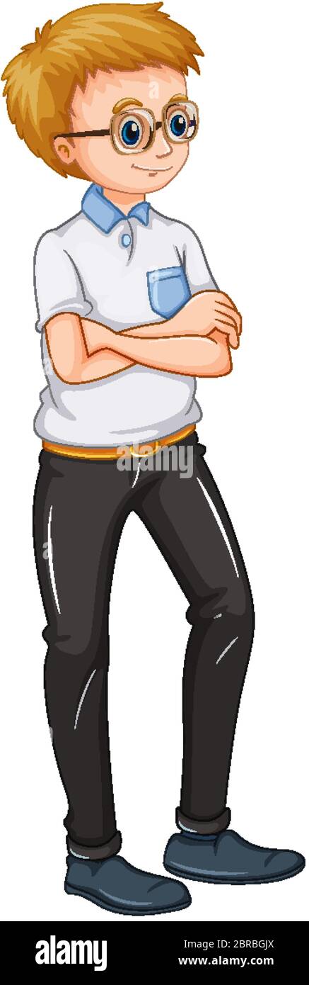 Happy man standing on white background illustration Stock Vector Image ...
