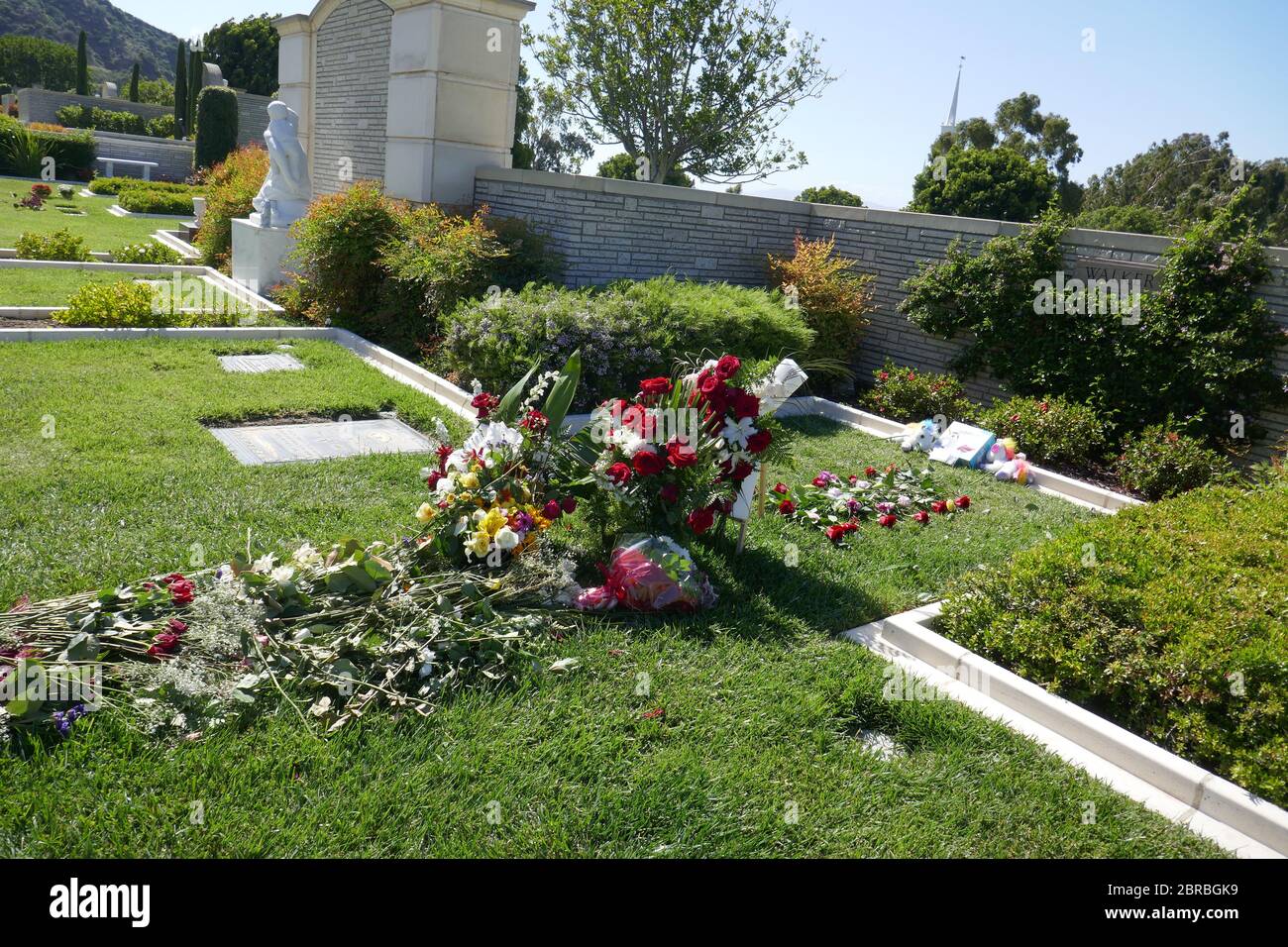 Los Angeles, California, USA 20th May 2020 A general view of atmosphere of Paul  Walker's Grave on May 20, 2020 at Forest Lawn Memorial Park in Los Angeles,  California, USA. Photo by