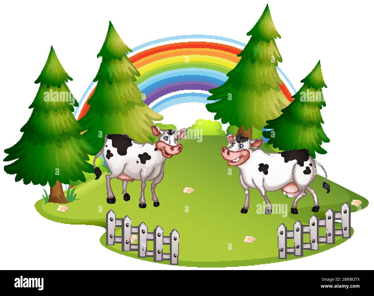 Isolated farm land with cow illustration Stock Vector Image & Art - Alamy