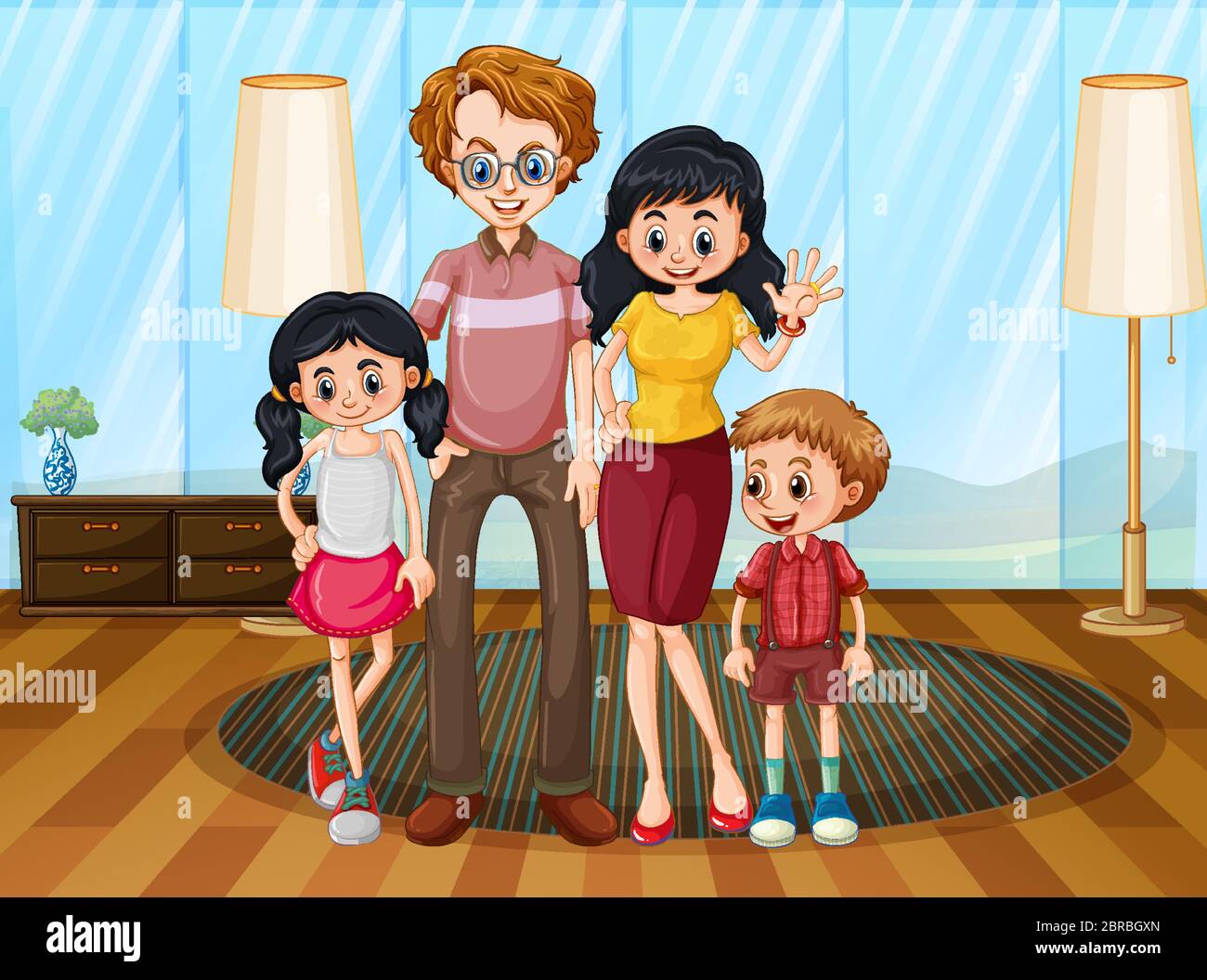 Happy family at home illustration Stock Vector Image & Art - Alamy