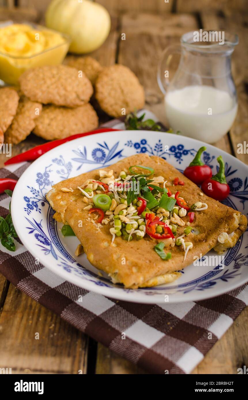 Thai Breakfast Omelette, delicious, spicy, very healthy thai inspired omelette Stock Photo