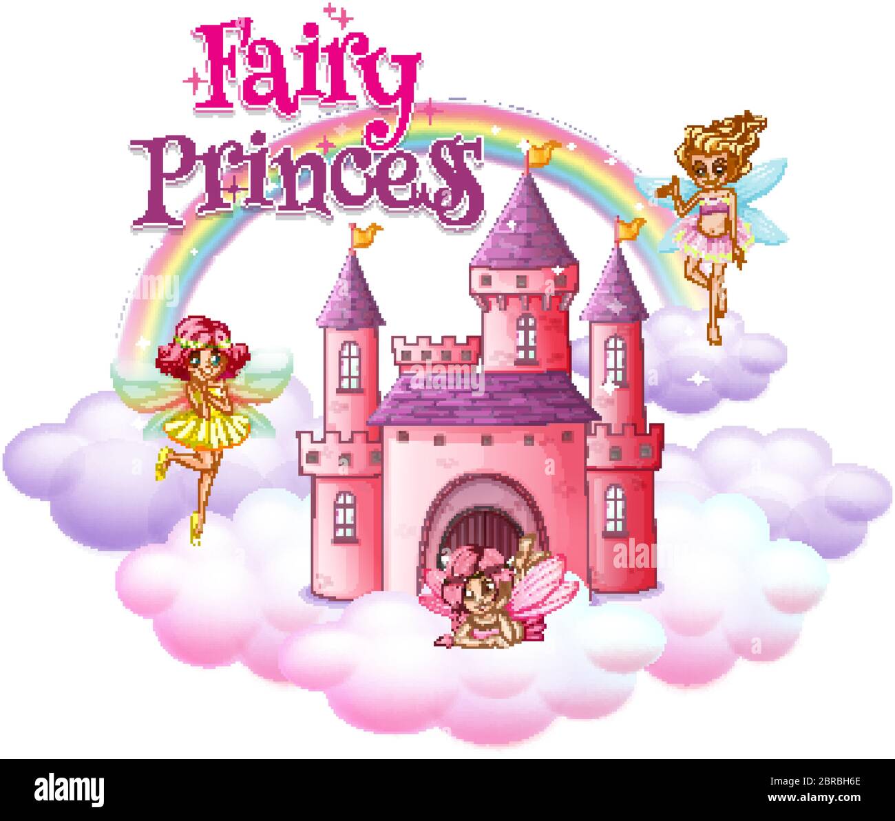 Font design for word fairy princess with fairies flying around castle ...