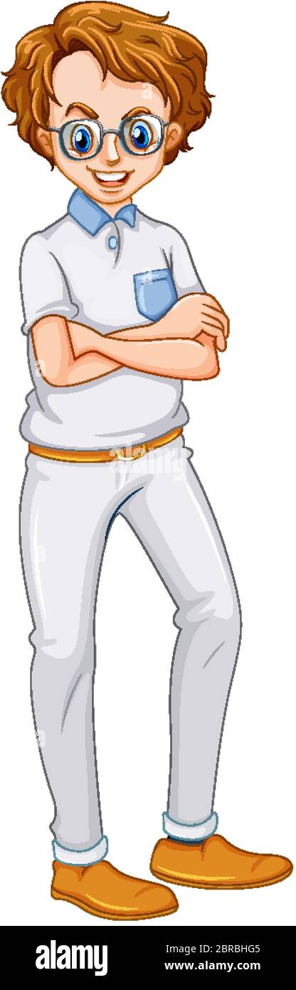 Happy man standing on white background illustration Stock Vector Image ...