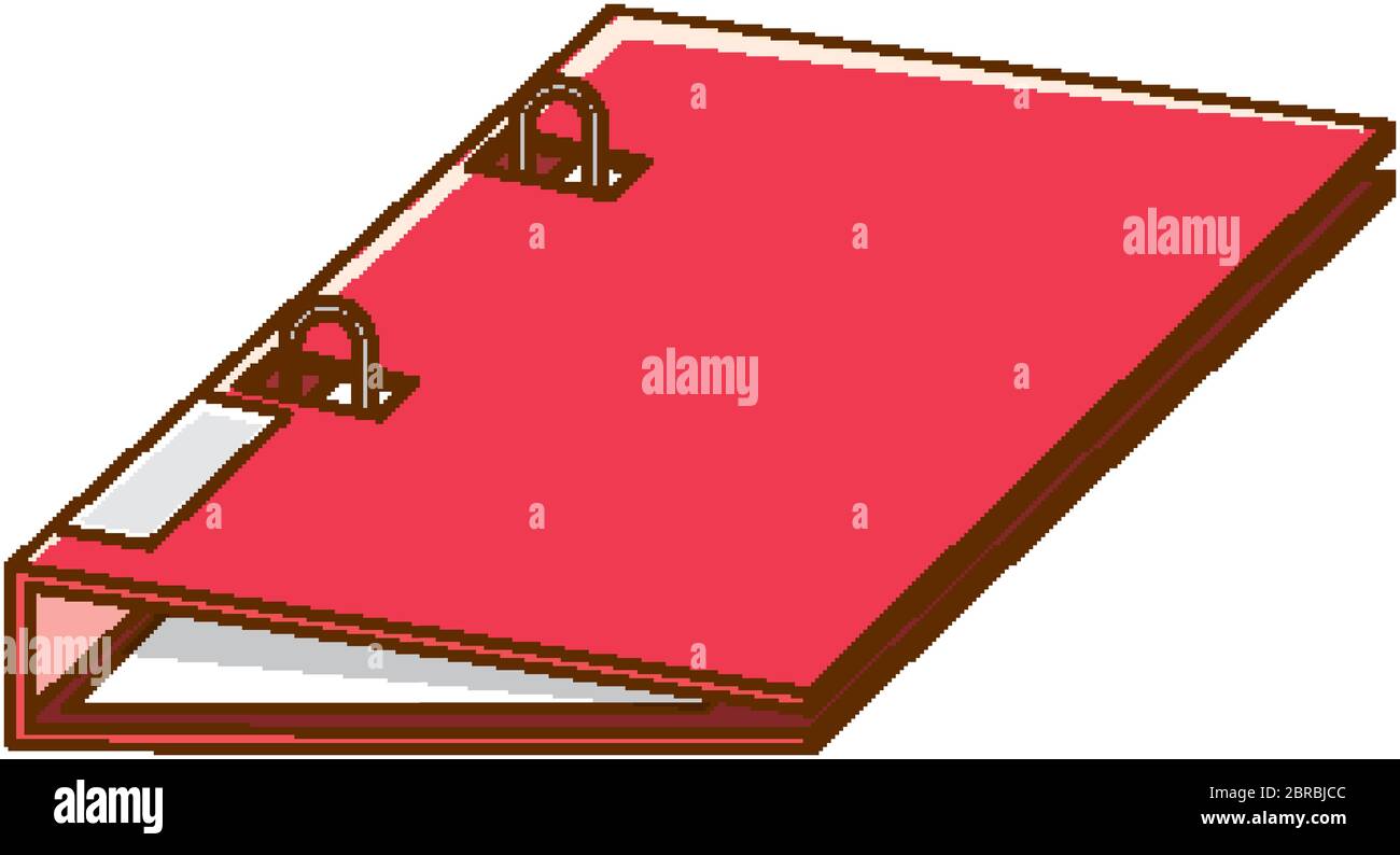 Ring binder in red color on white background illustration Stock Vector