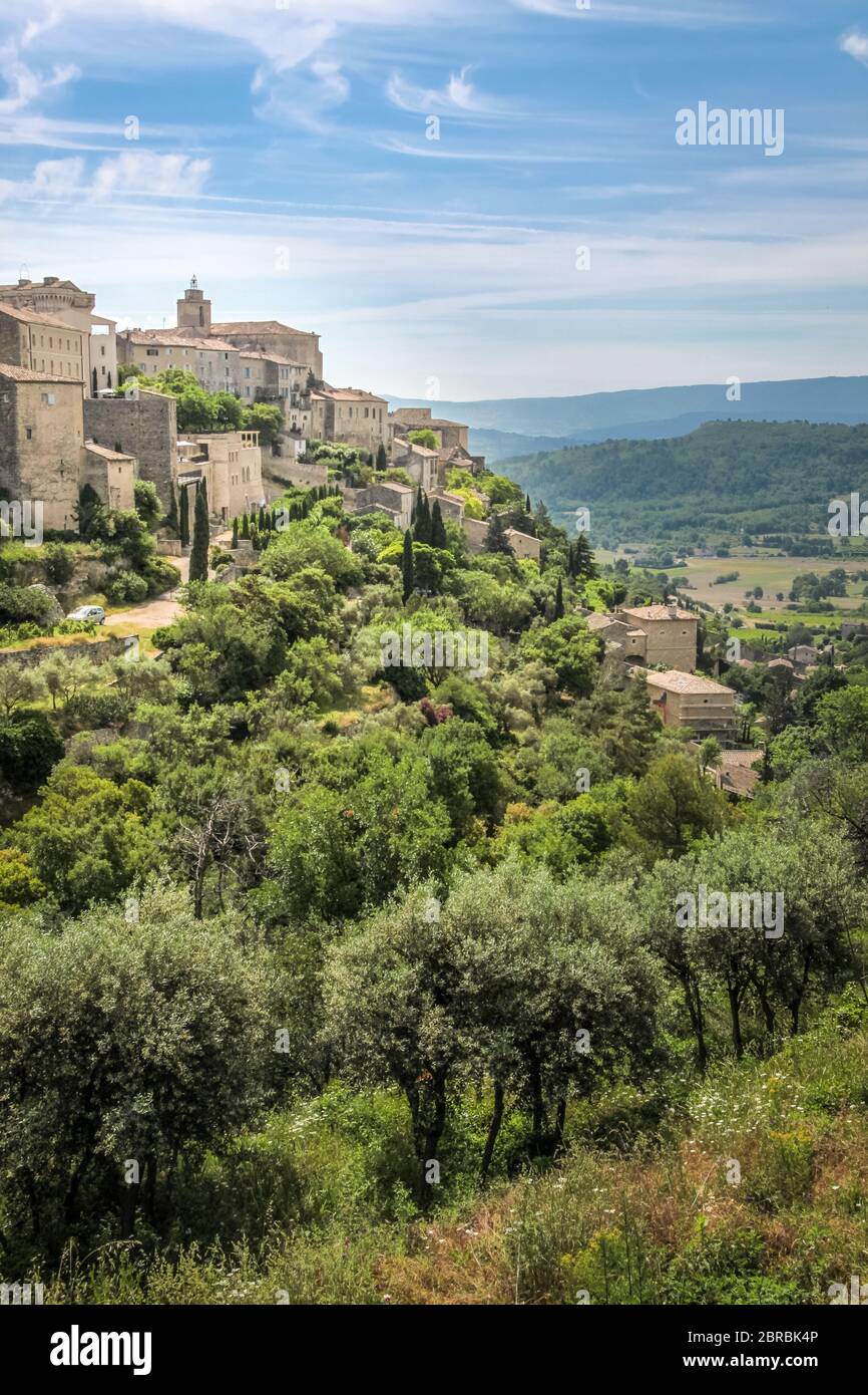 View of the mountain village of Gordes in the Luberon, Provence, France Stock Photo