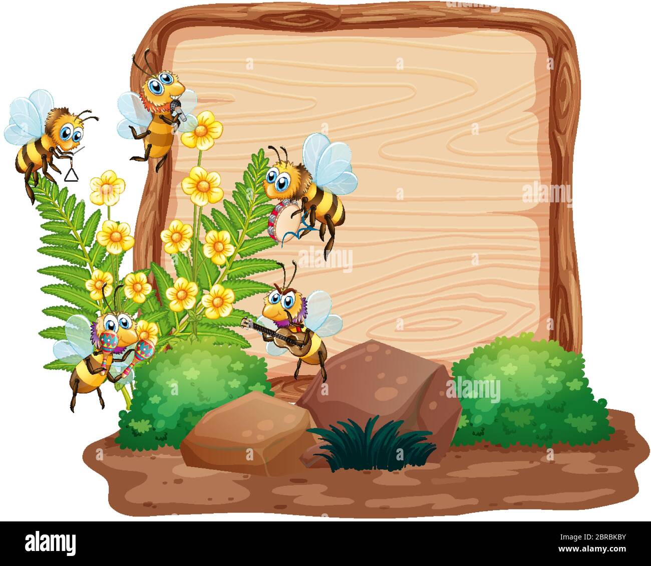 Sign template with animals in garden background illustration Stock ...