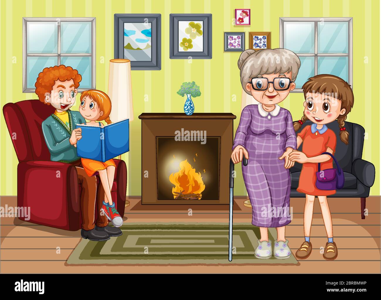 Happy family at home illustration Stock Vector Image & Art - Alamy