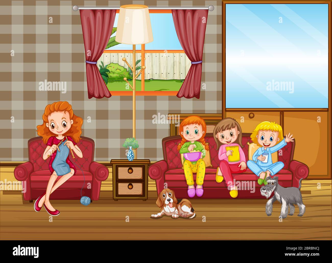 Happy family at home illustration Stock Vector Image & Art - Alamy