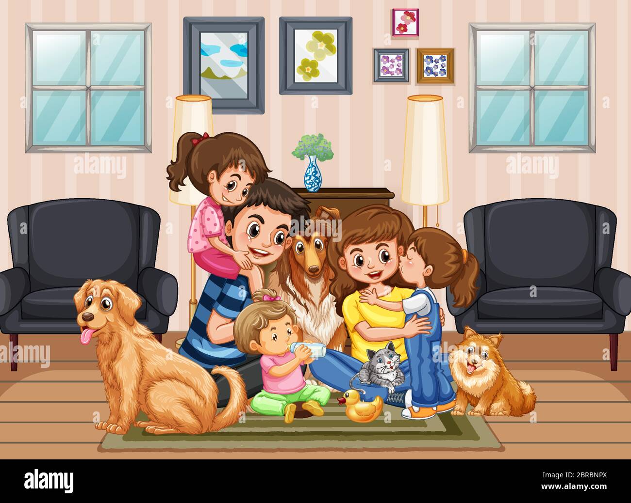 Happy family at home illustration Stock Vector Image & Art - Alamy