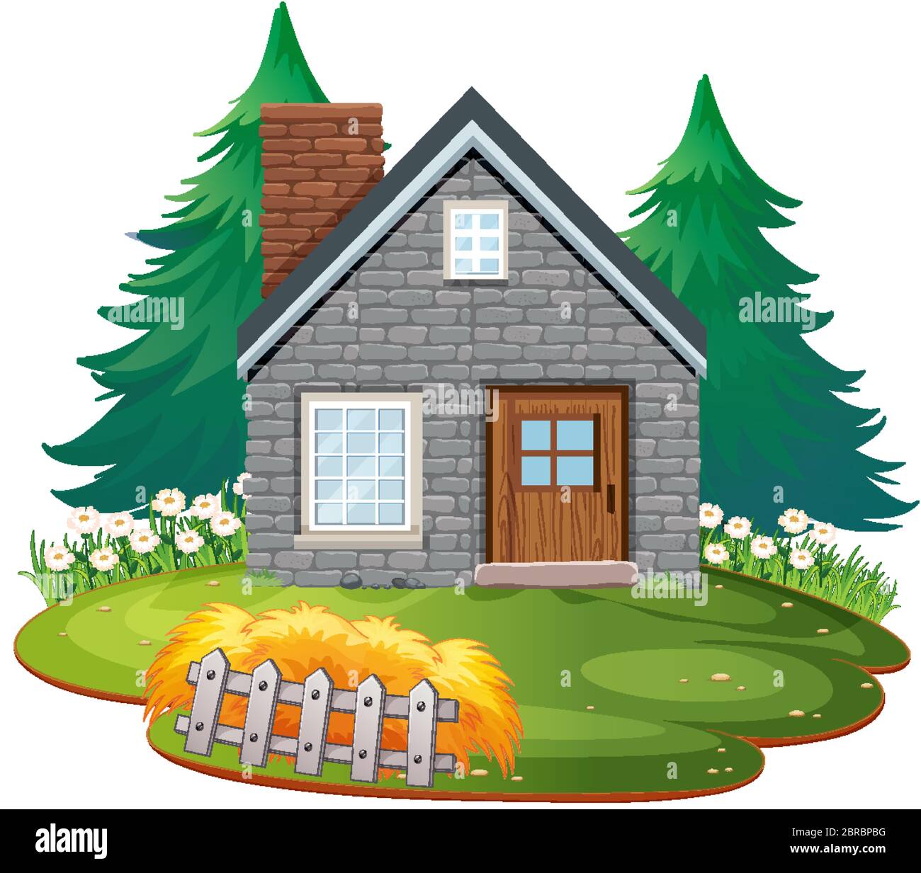 Isolated traditional stone house illustration Stock Vector