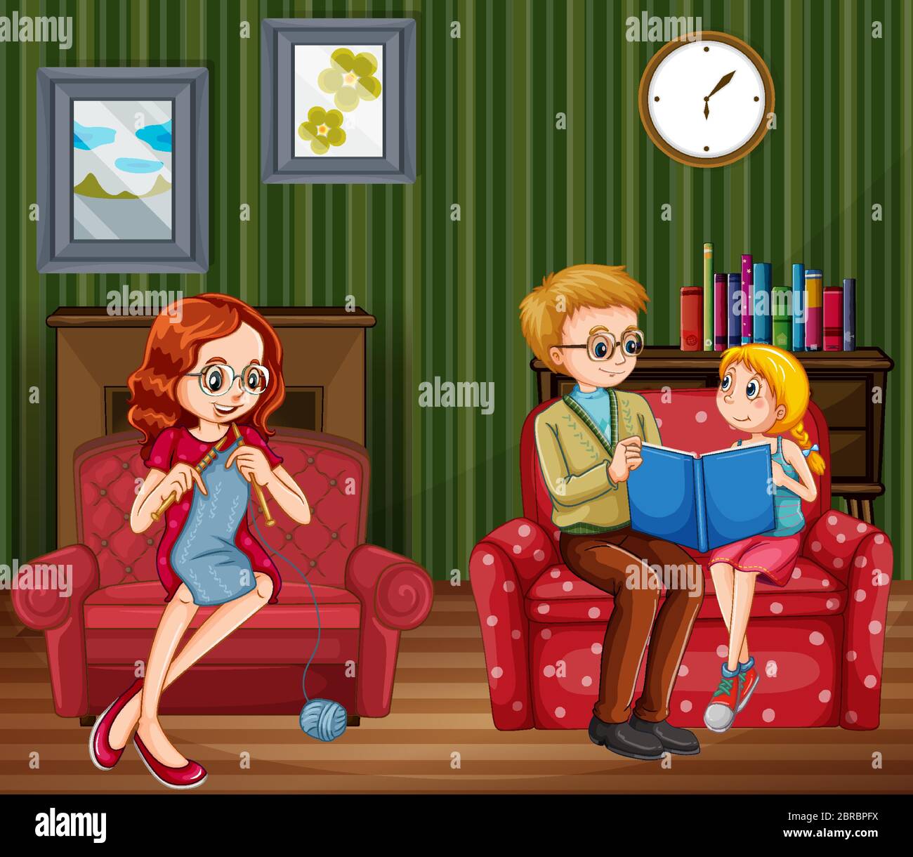 Happy family at home illustration Stock Vector Image & Art - Alamy