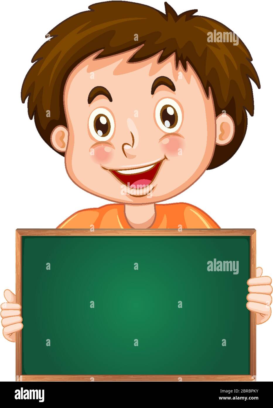 Blank sign template with cute boy on white background illustration ...