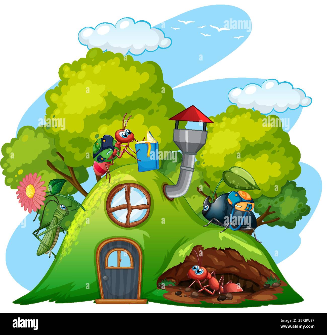 Scene with plants and insects in the garden illustration Stock Vector ...