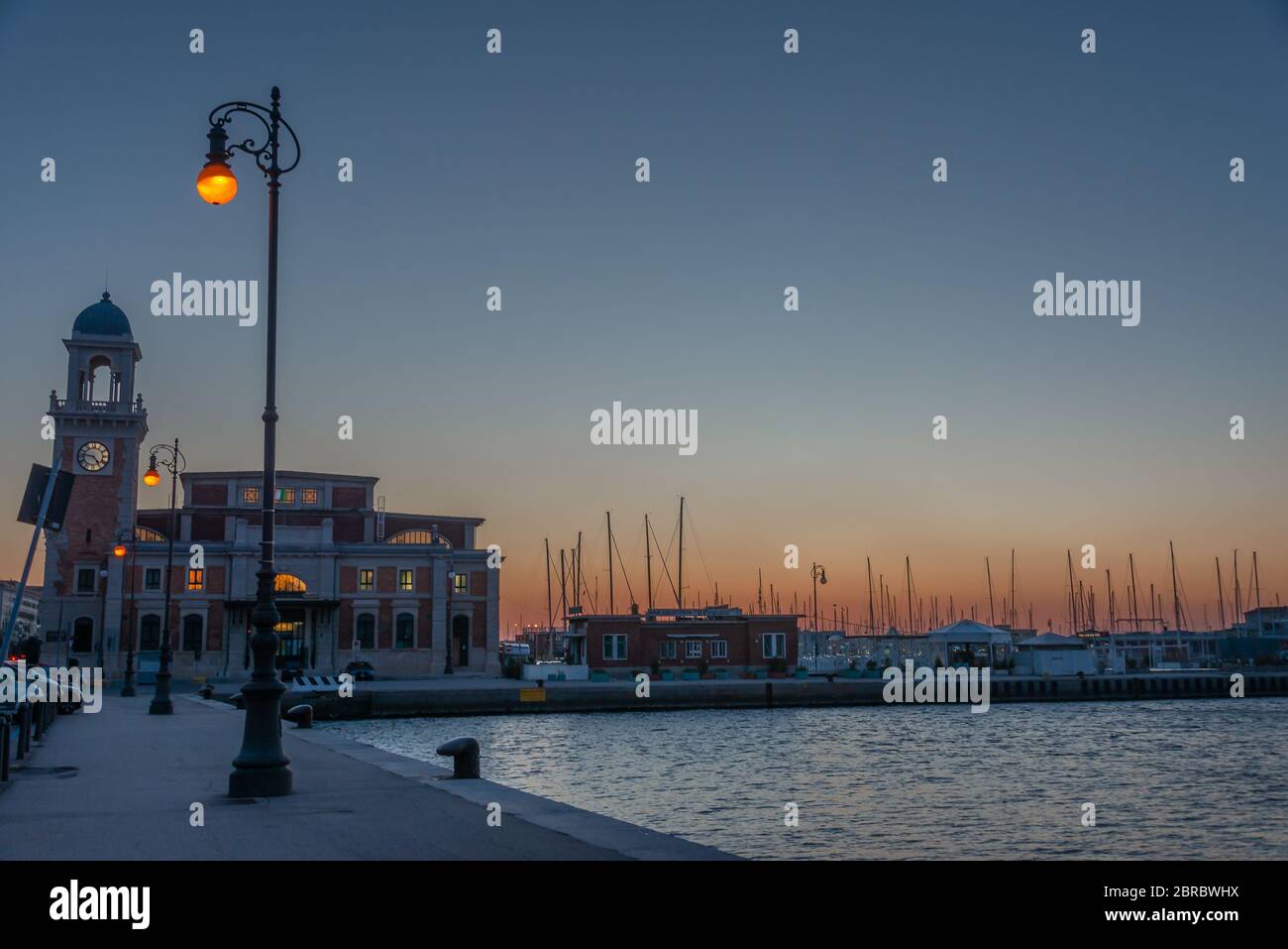 The Molo Audace pier of Trieste in a winter evening Stock Photo
