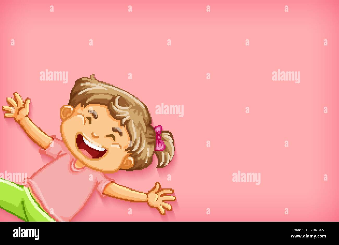 Plain background with happy girl in pink shirt illustration Stock ...
