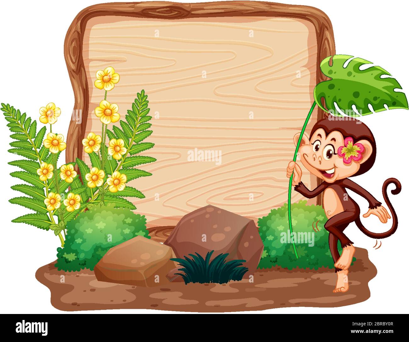 Sign template with animals in garden background illustration Stock ...