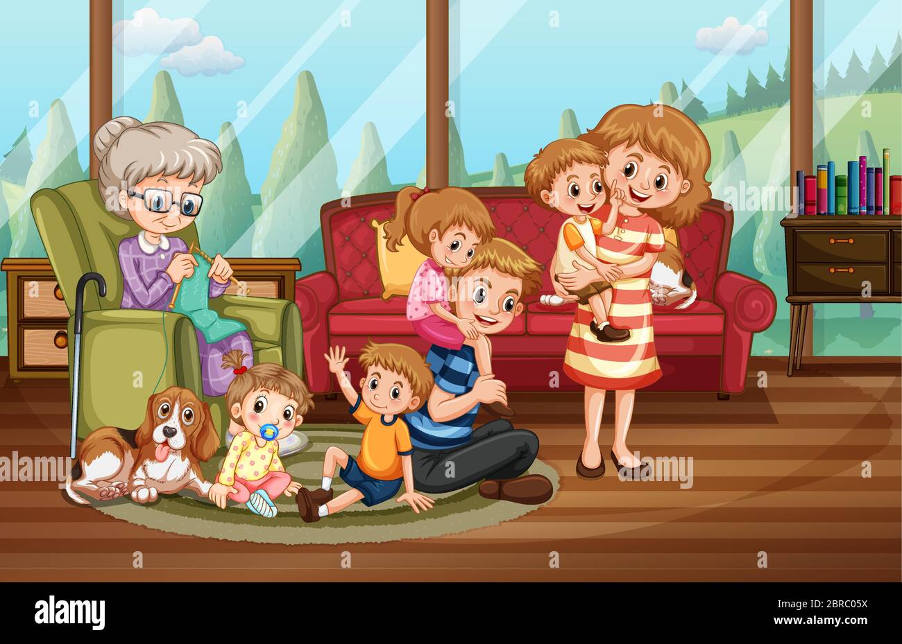 Happy family at home illustration Stock Vector Image & Art - Alamy