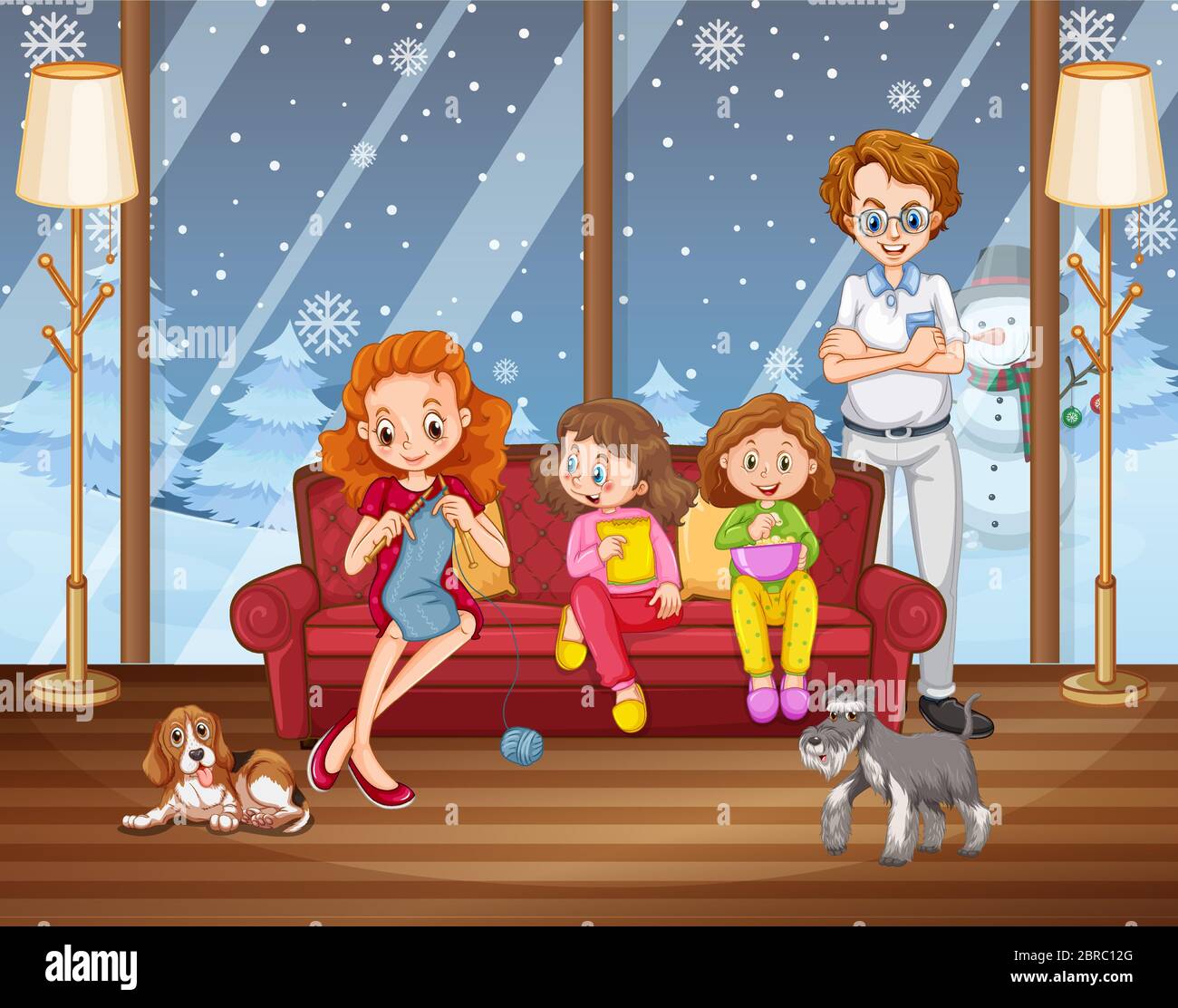 Happy family at home illustration Stock Vector Image & Art - Alamy