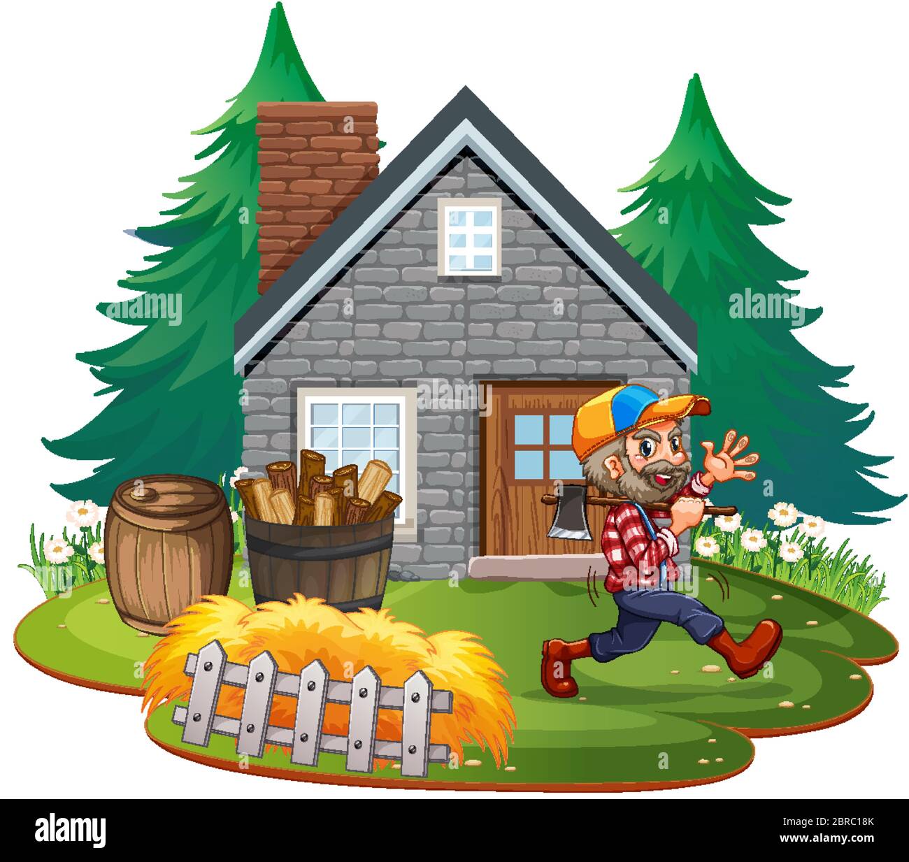 Farmer at stone house illustration Stock Vector Image & Art - Alamy