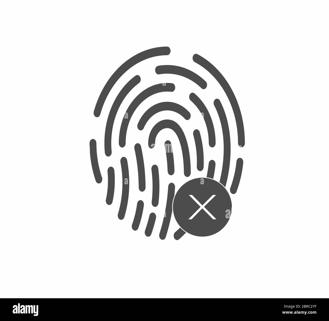 Fingerprint - identification and unlocking, security, fingerprint recognition error Stock Vector
