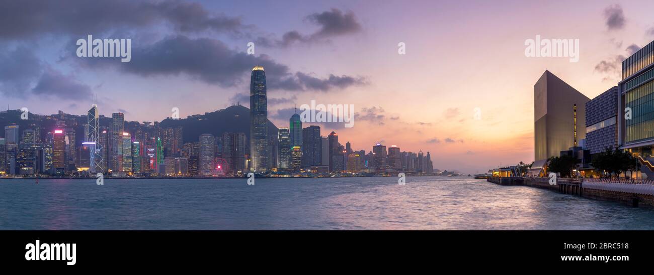 Hong Kong Island skyline at sunset, Hong Kong Stock Photo