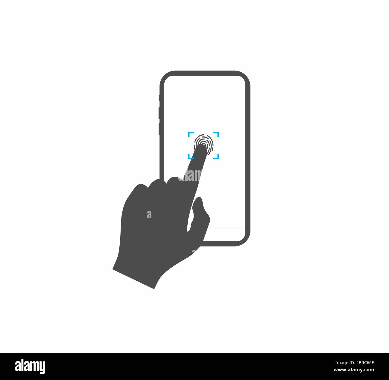 Fingerprint - Identification and unlocking the smartphone screen Stock Vector