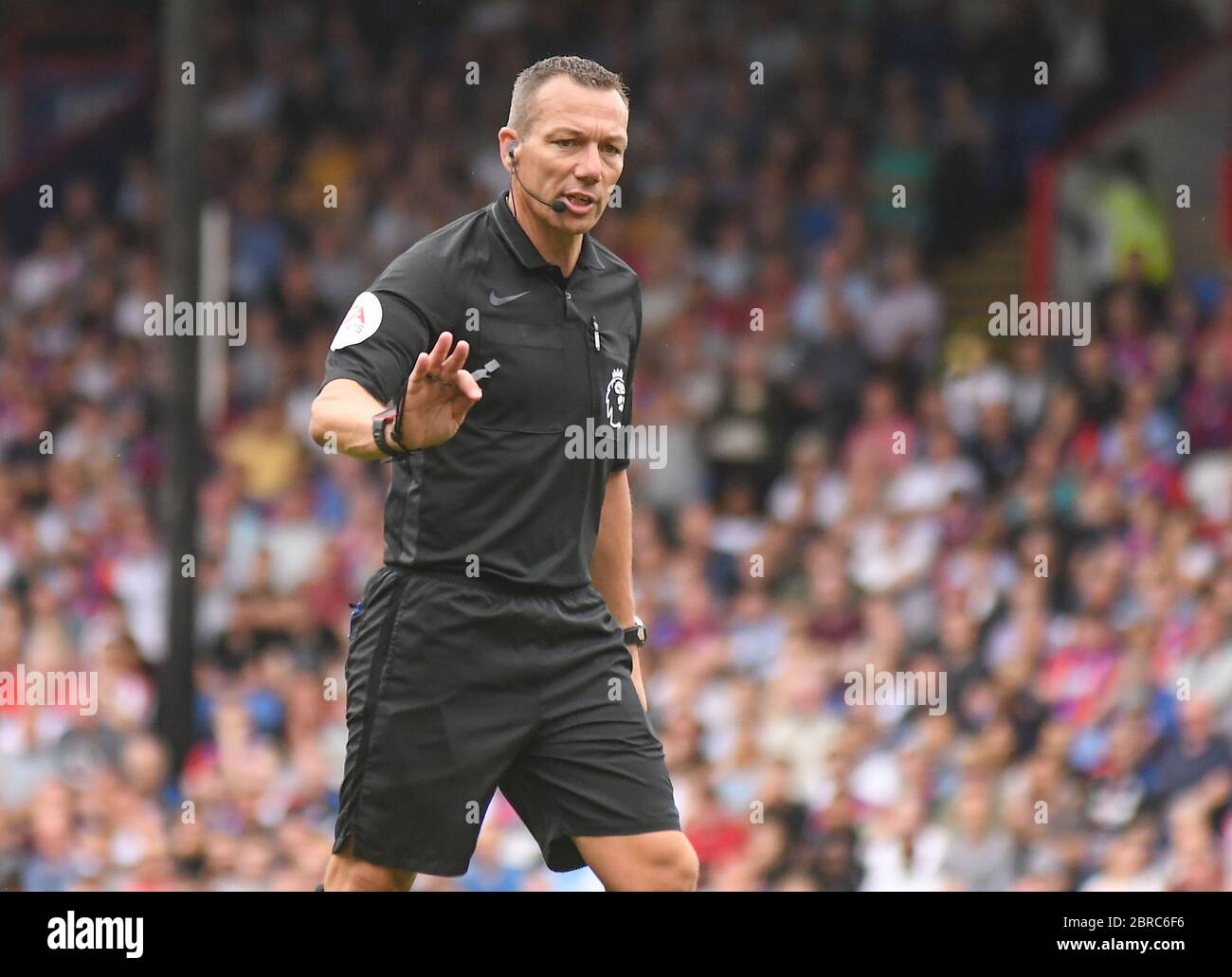 LONDON, ENGLAND - AUGUST 31, 2019: English referee Kevin Friend pictured during the 2019/20 Premier League game between Crystal Palace FC and Aston Villa FC at Selhurst Park. Stock Photo