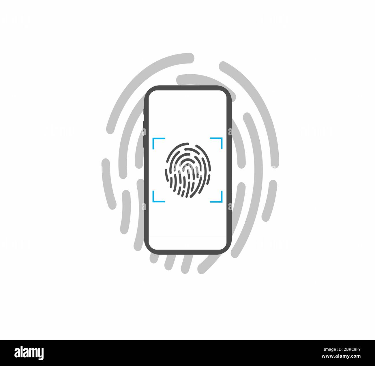 Data Security on Smartphone - Fingerprint Lock Vector Illustration Stock Vector