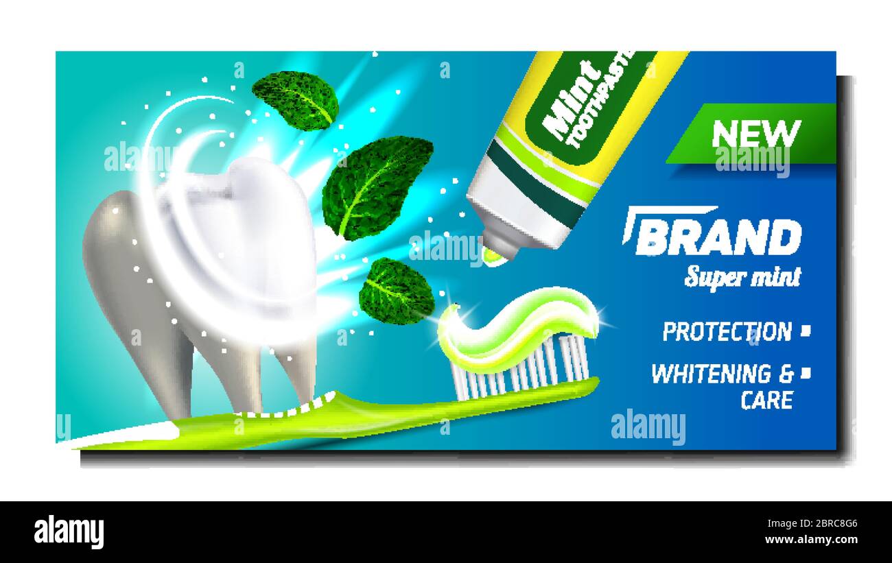 Toothpaste With Mint Advertising Poster Vector Stock Vector Image & Art Alamy