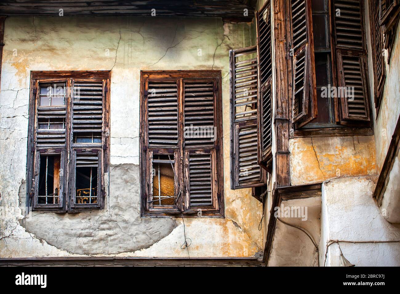 Abstract Ancient Building Houses Windows Details Photo Stock Photo - Alamy