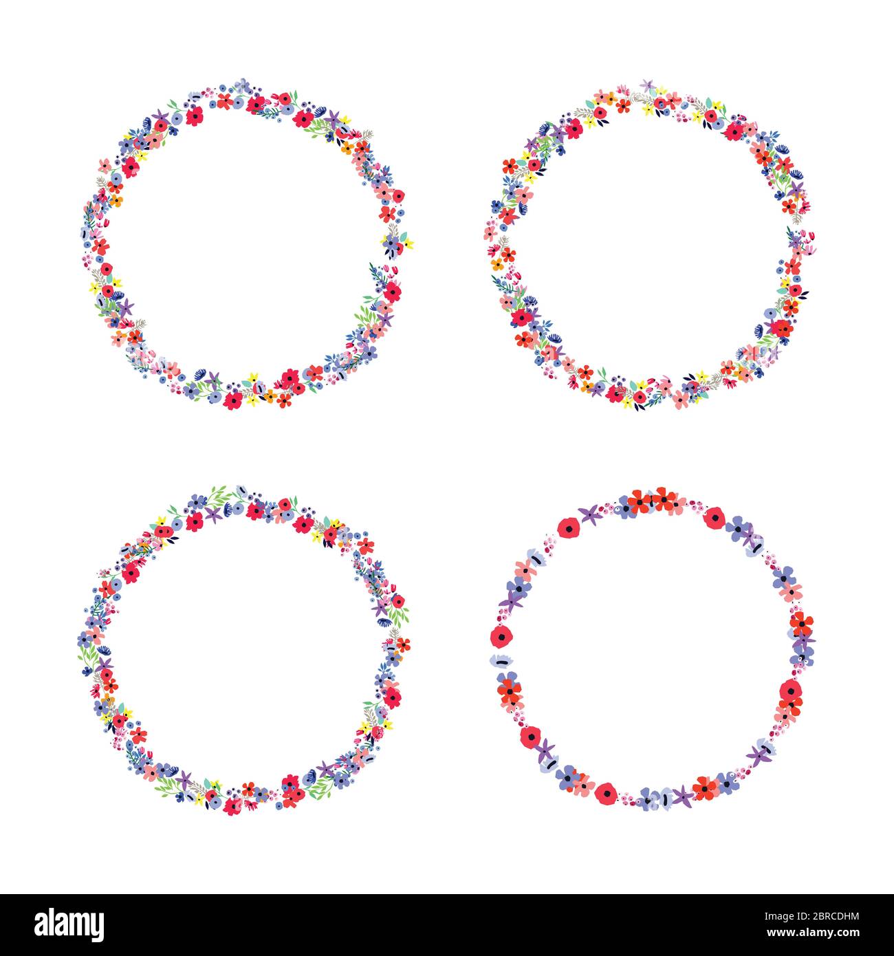 Floral Frame Collection. Set of cute retro flowers arranged un a shape ...