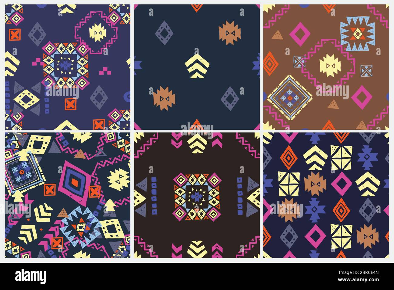 Seamless Ethnic pattern set. Tribal vector abstract background Stock ...