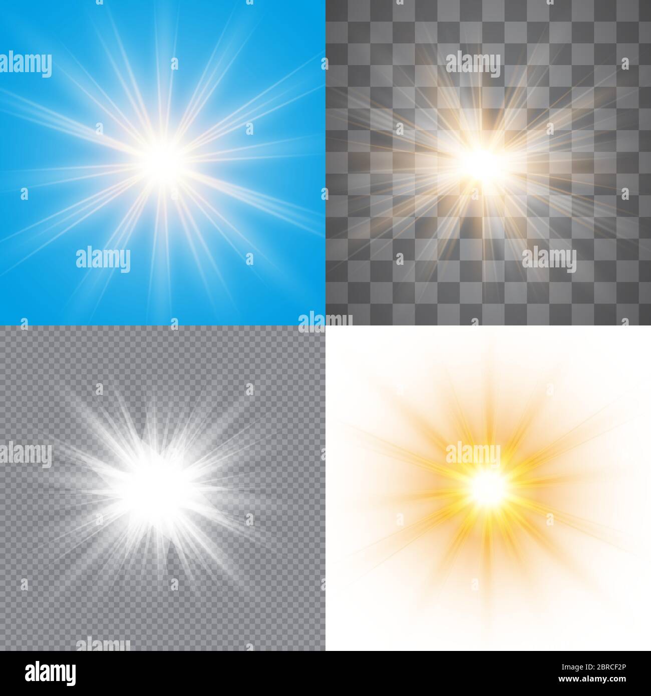 Glow light effect, explosion, glitter, spark. Set a flash of sun on a