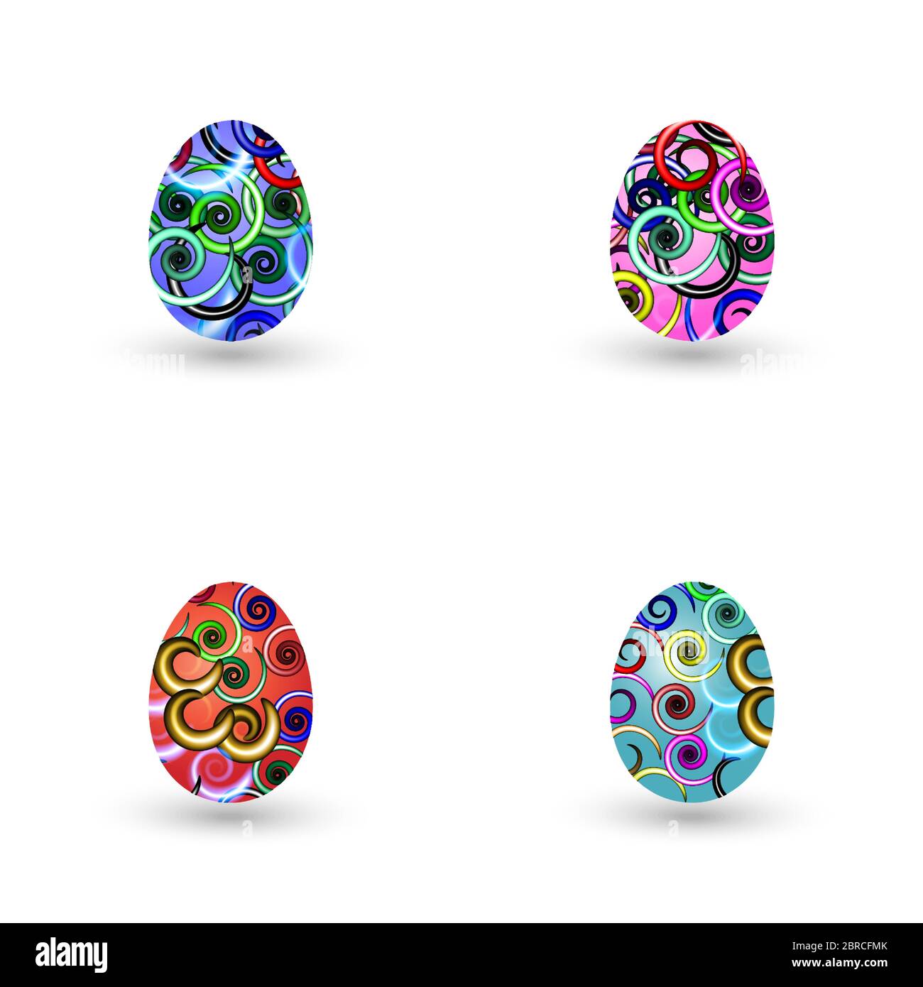 Set of Easter eggs with a pattern on a white background. Vector illustration. Stock Vector