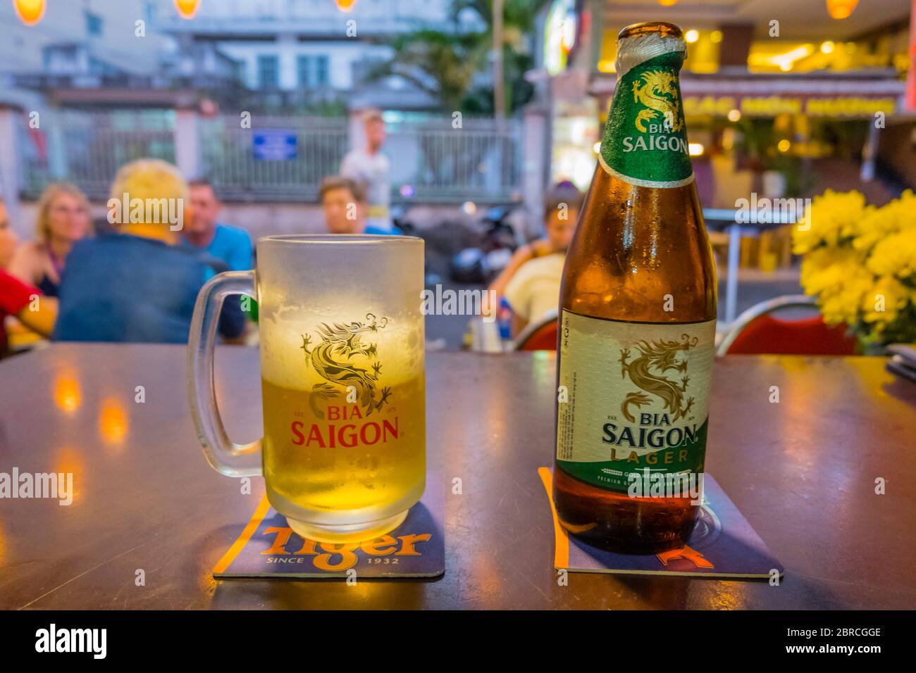 Bia Saigon, local beer, Pham Ngu Lao, Ho Chi Minh City, Vietnam, Asia Stock Photo