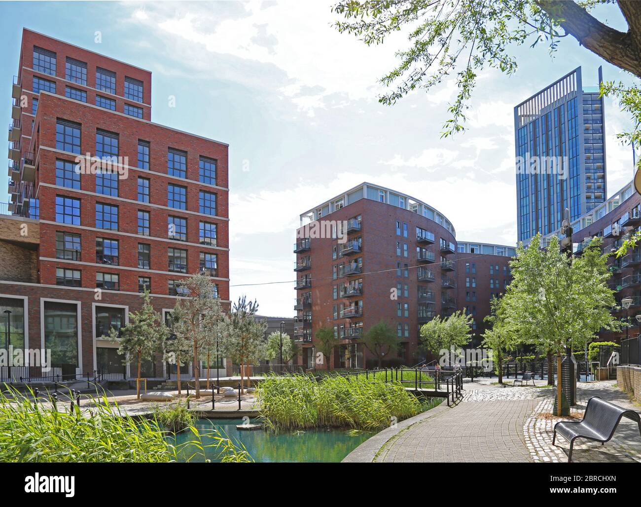 New canalside offices and flats at Canada Water, London. A new
