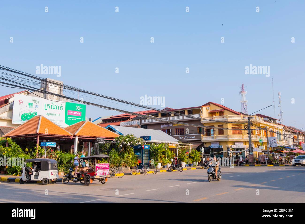 Riverside Road, Kampot, Cambodia, Asia Stock Photo