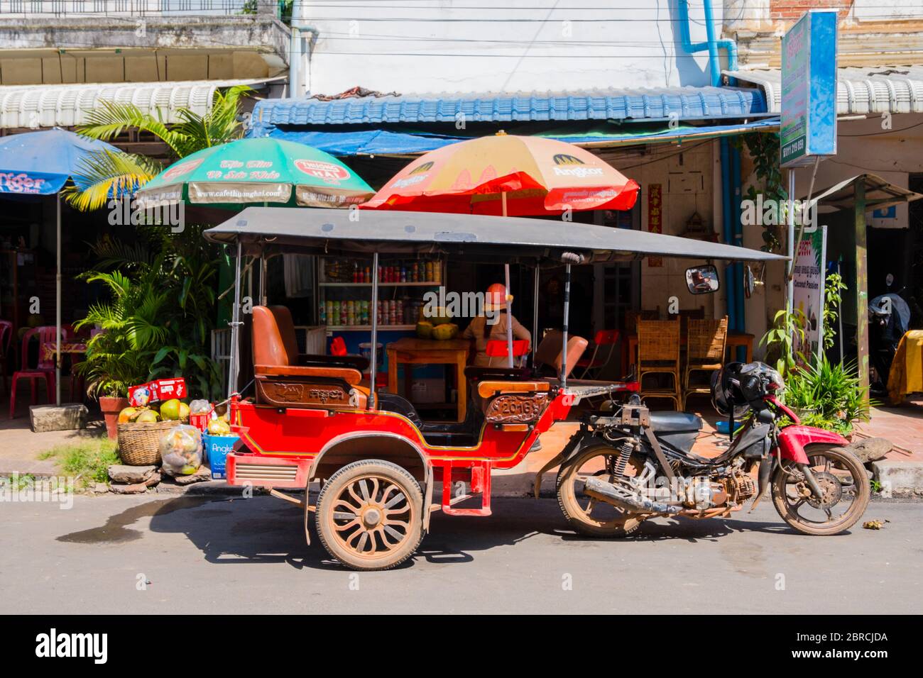 Motorcycle rickshaw, Kampot, Cambodia, Asia Stock Photo