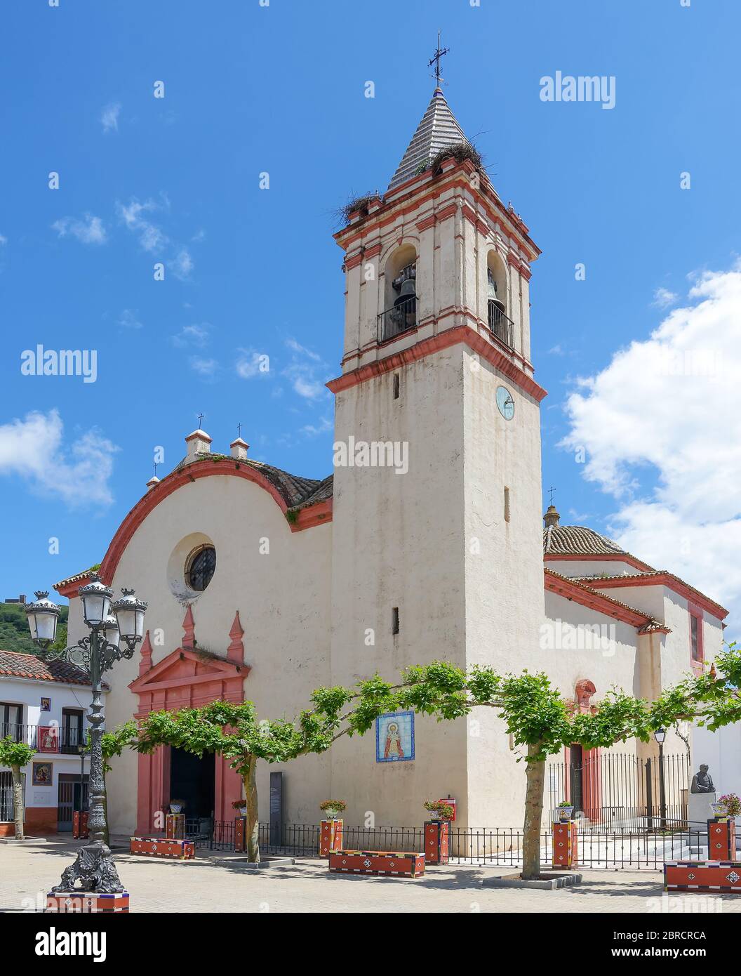 St. Sebastian church in the village of Higuera de la Sierra in Huelva mountains, Andalusia, Spain Stock Photo