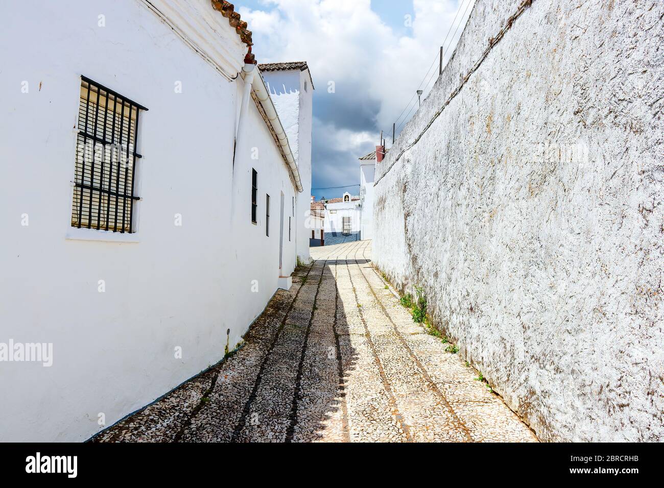 View of a street of Higuera de la Sierra village,  Huelva, Spain Stock Photo