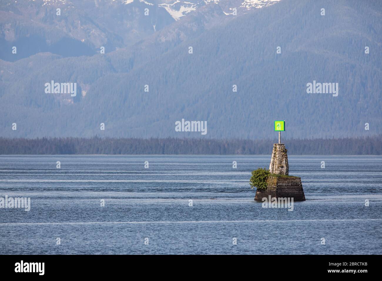 The Wrangell Narrows comprise scenic views and and marker buoys outside Petersburg, Southeast Alaska, USA. Stock Photo